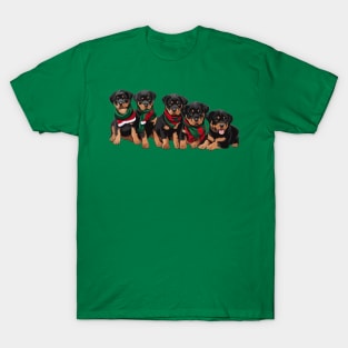 Merry Chrismutts Rottweiler Puppies Wearing Scarves T-Shirt